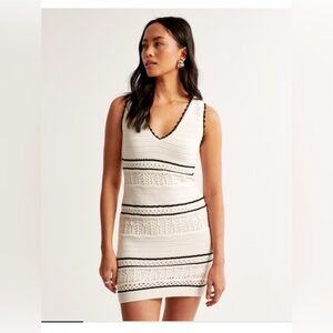 Abercrombie & Fitch cream crochet dress with Black Trim medium tall